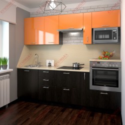 Кухня Апельсин металлик/ Черный металлик - Кухни для Вас