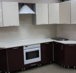 Кухня Ваниль глянец+Пурпур металлик/Желтый мрамор глянец 26мм - Кухни для Вас