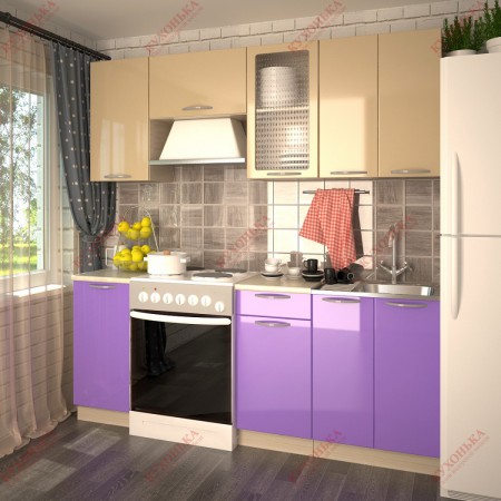 Кухня Ваниль глянец/ Фиолетовый глянец - Кухни для Вас